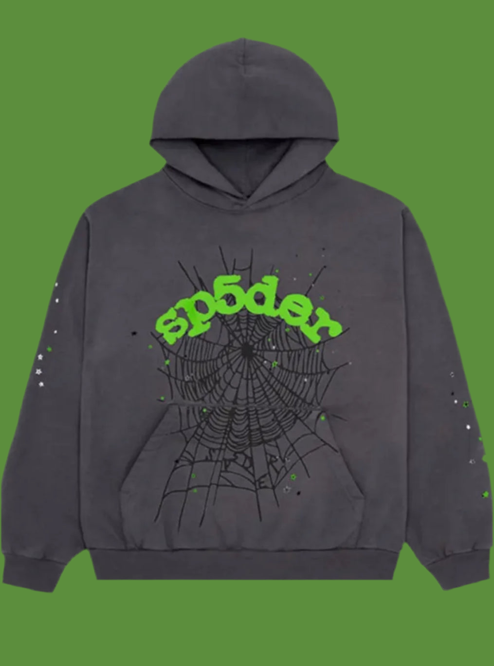 Grey & Green sp5der hoodie